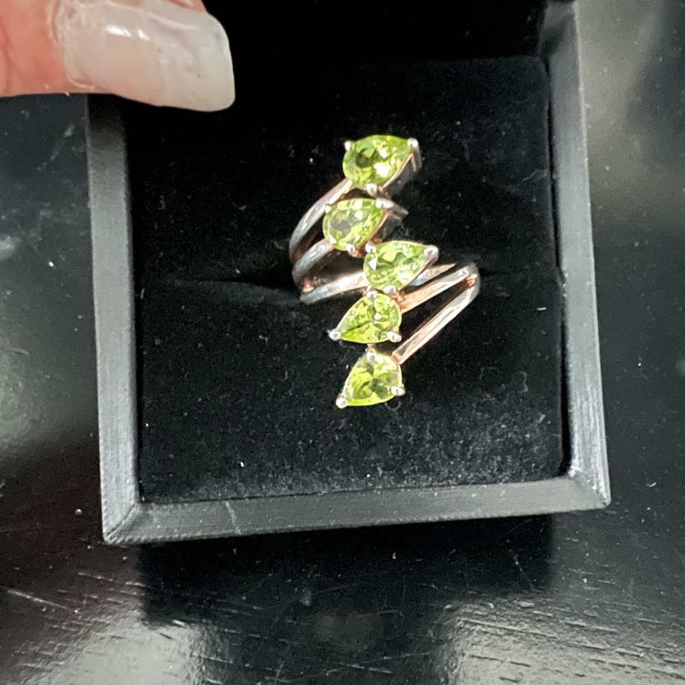 Five stone Peridot Ring - Sterling Silver